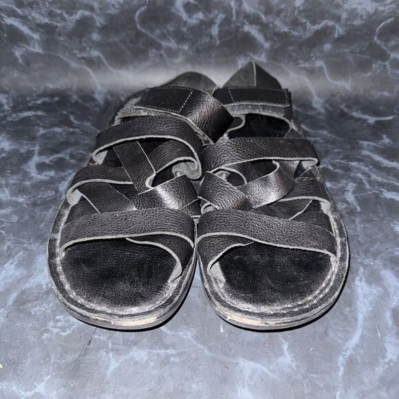Men's Black Leather Sandals - Picture 2 of 7